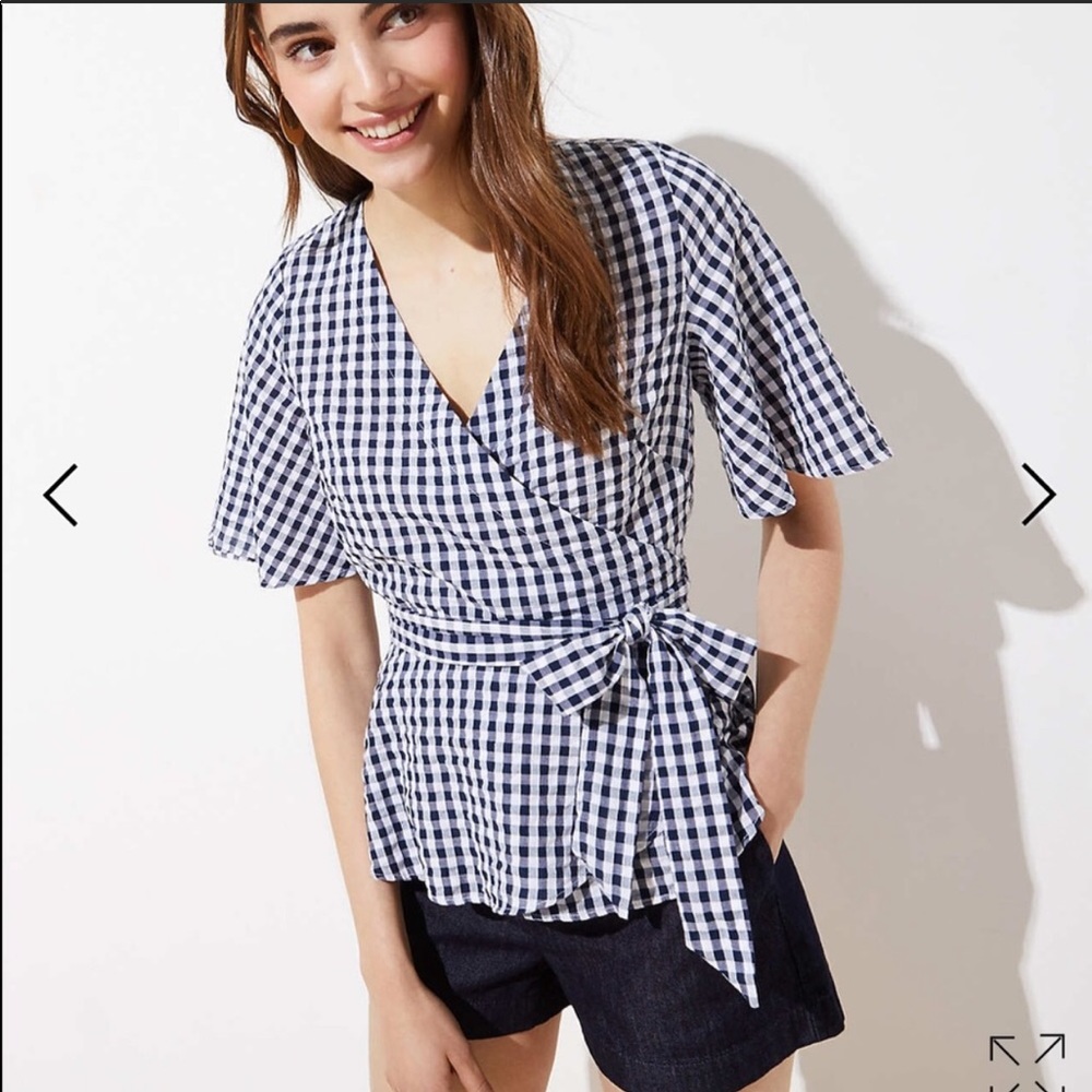 Loft gingham wrap top